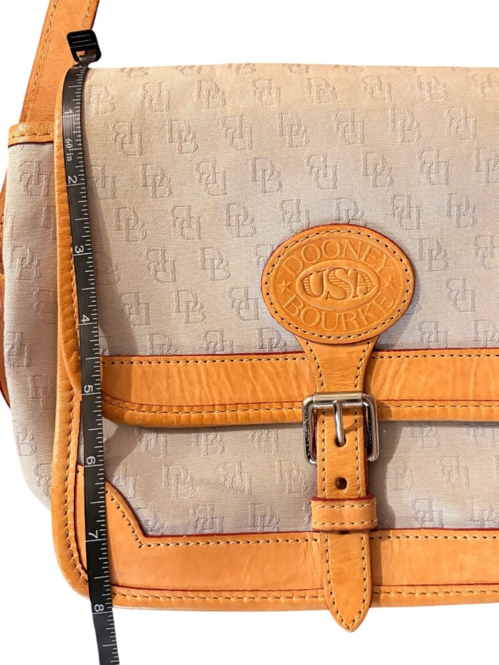 Dooney & Bourke Leather and Canvas Crossbody Signature Logo Bag Vintage Beige - Picture 6 of 12